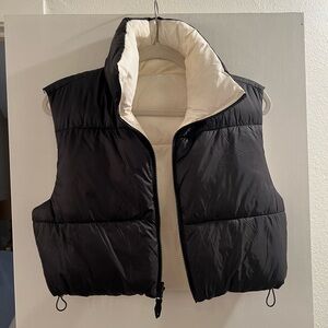 Reversible Black and White Cropped Puffer Vest